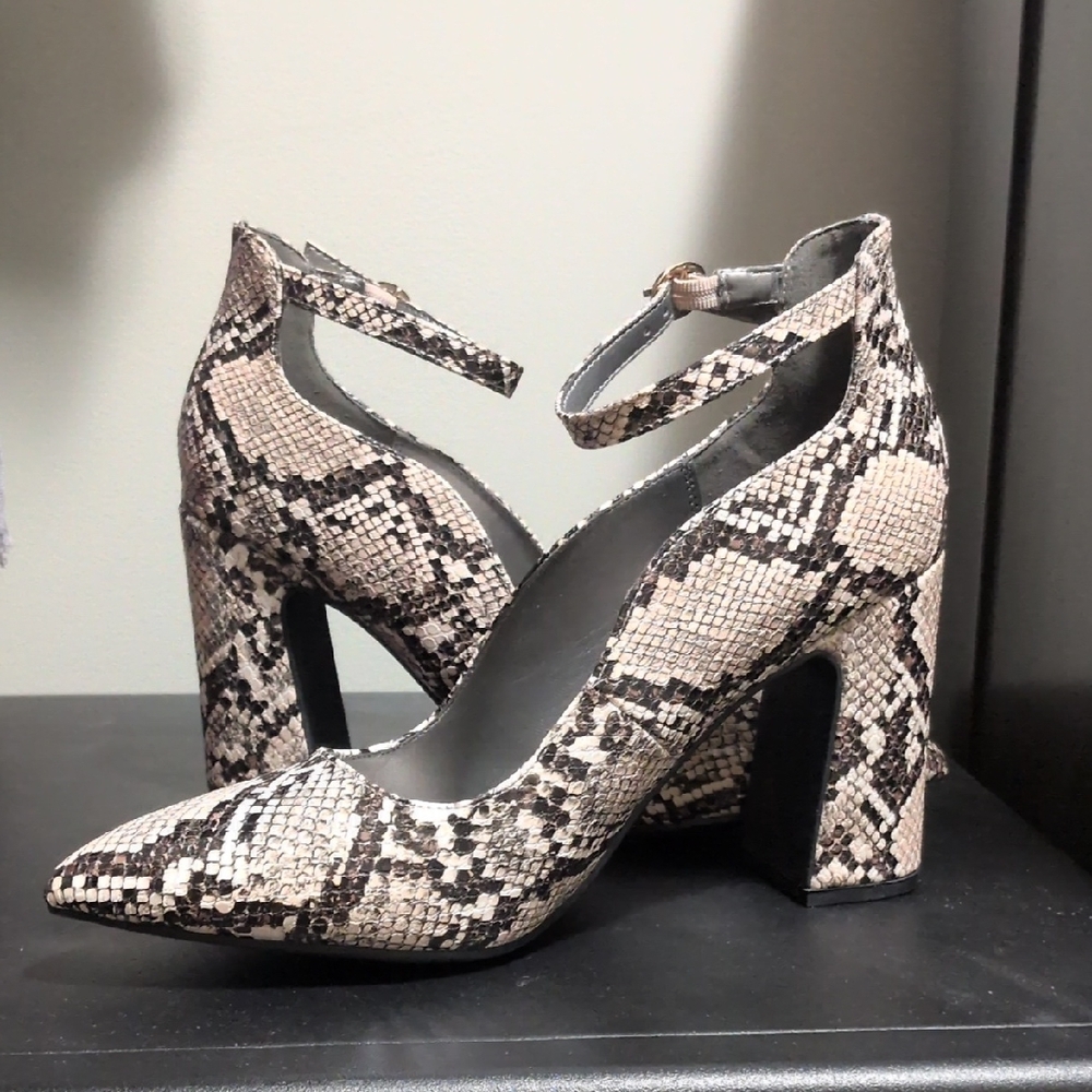 Snakeskin Patterned Women's Block Heels
